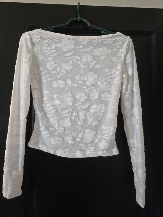 Tops - White Floral Lace-Overlay Long Sleeve Women's Top
